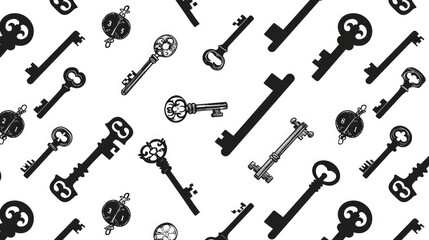Obraz premium Some door keys aligned on old wooden surface, safety and security concept background