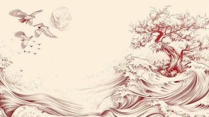 Obraz premium Sakura tree flower logo design vector template. A cherry blossom tree with flower bonsai logo