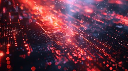 Fototapeta premium A computer generated image of a cityscape with a red and blue background