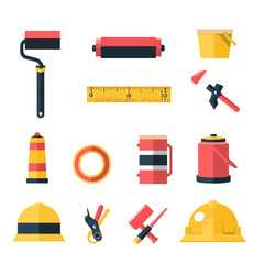 minimalistic style set of flat vector construction tools