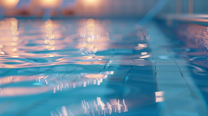 blur water in swimming pool with light reflection