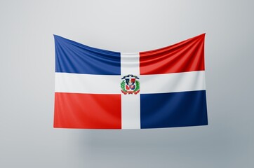 Dominican Republic Flag Waving Proudly. 3D Flag Banner Illustration image.