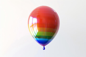 Fototapeta premium A balloon with a rainbow gradient, smoothly transitioning through all colors, floating against a white background.