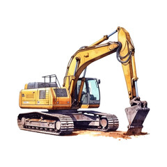 watercolor Excavator isolated white background