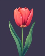 A beautiful red tulip in full bloom against a dark background.