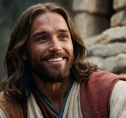 Jesus is smiling lovingly
