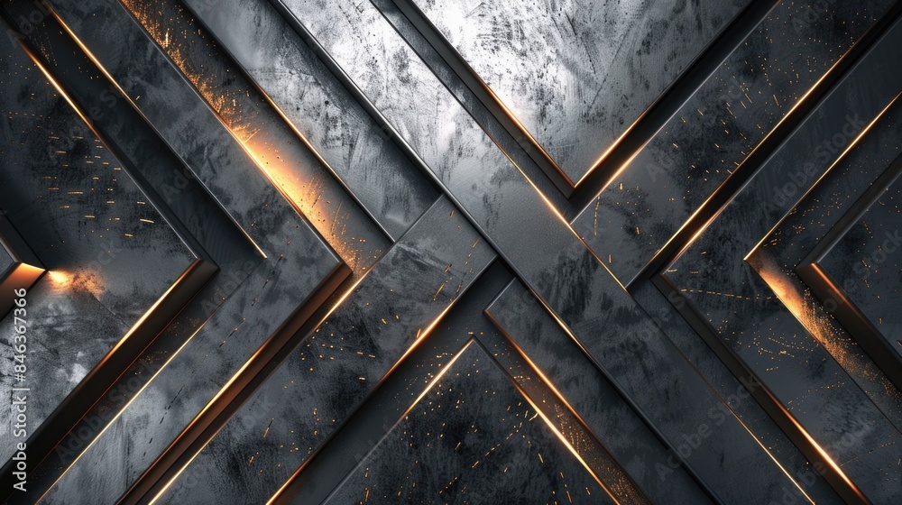 Wall mural a black and silver image with a lot of sharp angles and a lot of light
