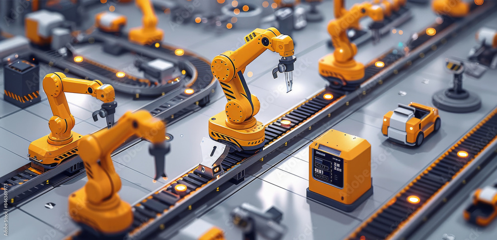 Leinwandbilder factory automation of production processes, avg and other intelligent machine handling, illustration