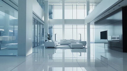 Fototapeta premium A sleek interior design featuring clean lines and contemporary furnishings, captured in high-definition