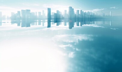 Minimalist Illustration of a Smart City Skyline, Urban Landscape on a Light Background, Ideal for Corporate and Business graphic, banner design, brochure, pattern design, web, background template
