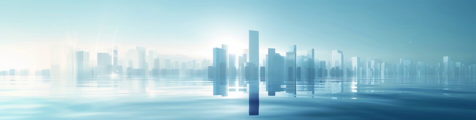 Minimalist Illustration of a Smart City Skyline, Urban Landscape on a Light Background, Ideal for Corporate and Business graphic, banner design, brochure, pattern design, web, background template
