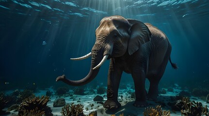 Underwater exploration of the majestic elephant a unique look at the graceful movement.generative.ai