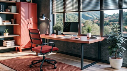 Oficina interior con luz natural y ambiente de paz