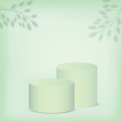 Light green podium with a shadow of branch illustration background
