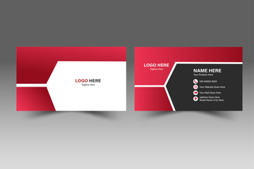 clean professional business card design template withred greadient and dark colour