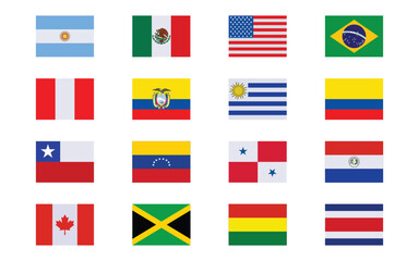 copa america 2024 flags vector