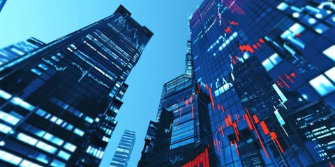 A city skyline with a red line running through it