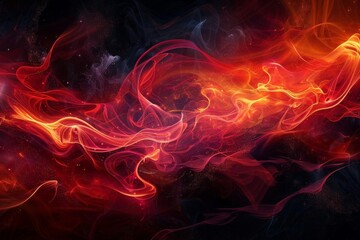 A red and black space with a glowing fire