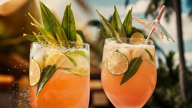 Tamarind juice soda with kaffir lime leaves cocktail mocktail beverage