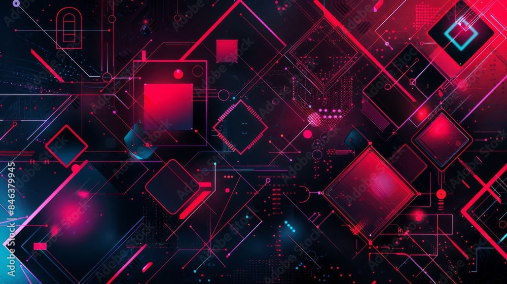 Fototapete modern tech pattern with gradient and geometric shapes