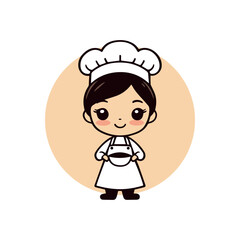 Cute Cartoon Chef Character in Traditional Uniform