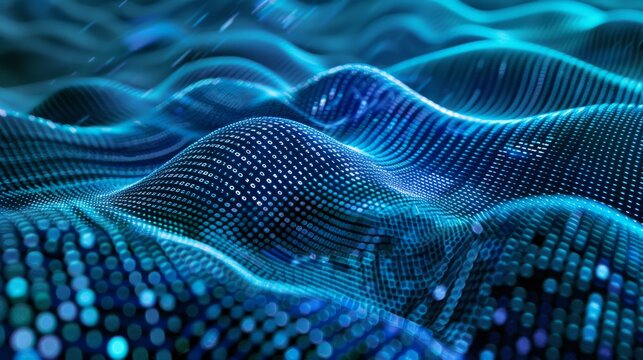 Tech-inspired wave pattern with binary code integration