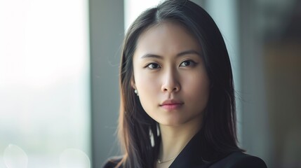 Dynamic young Asian businesswoman adeptly maneuvers through complexities of finance entrepreneurship leveraging expertise to navigate the competitive landscape with strategic acumen re : Generative AI