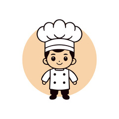 Cute Cartoon Chef Character in Traditional Uniform