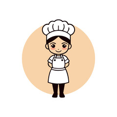 Cute Cartoon Chef Character in Traditional Uniform