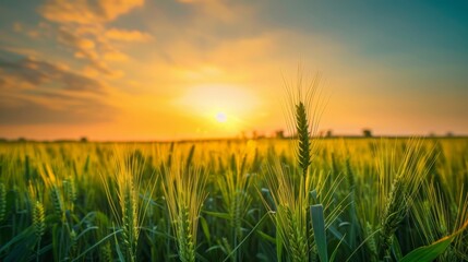 Fototapeta premium Endless beauty of spring a wheat field s infinite vitality and the essence of life