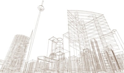  modern city panorama 3d illustration
