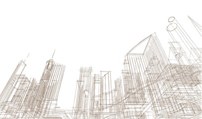  modern city panorama 3d illustration