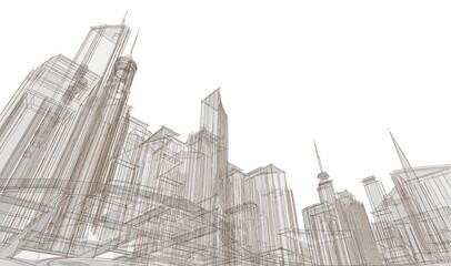  modern city panorama 3d illustration
