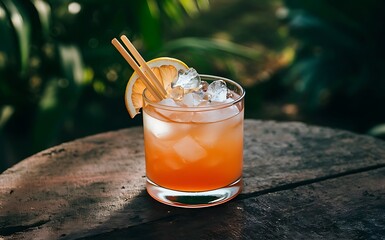 Refreshing summer alcoholic cocktail with crushed ice and citrus fruits