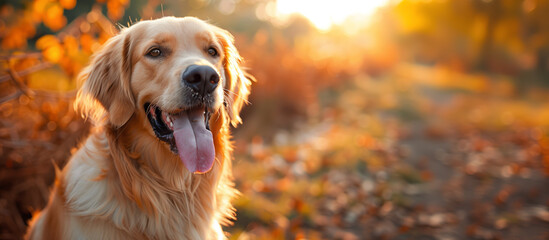 Very happy smiling dog portrait isolated on transparent background. Head shot of Golden Retriever looking very interested. Dog portrait. A shot to the head of a golden retriever looks very interesting