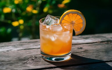 Refreshing summer alcoholic cocktail with crushed ice and citrus fruits