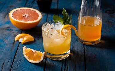Refreshing summer alcoholic cocktail with crushed ice and citrus fruits