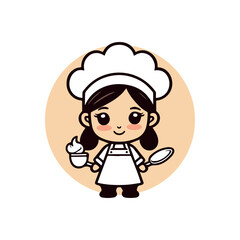 Cute Cartoon Chef Character in Traditional Uniform