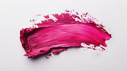 Fuchsia lipstick smudged on a white isolated background texture