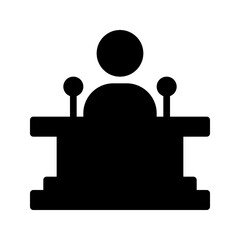 Podium speaker icon. with a soild style. Suitable for use on websites, UI and mobile apps.