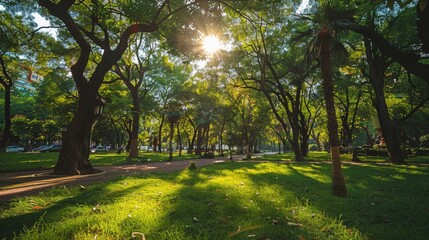 Naklejka premium Fresh Air in a Spacious City Park 