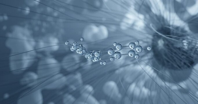 Mebendazole rotating molecular 3d structure ball-and-stick model, looped video vermox