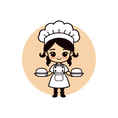 Cute Cartoon Chef Character in Traditional Uniform