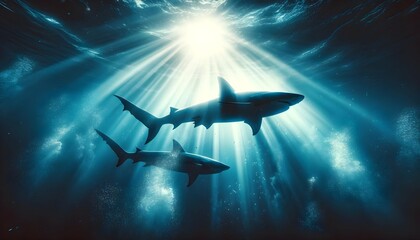 Fototapeta premium sharks in the sea