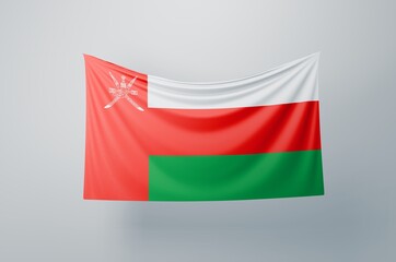 Oman Flag Waving Proudly. 3D Flag Banner Illustration image.