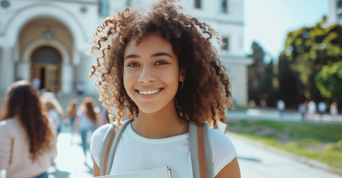 Junge Sch&uuml;lerin freut sich auf die Ferien
