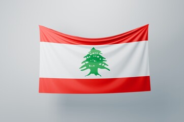 Lebanon Flag Waving Proudly. 3D Flag Banner Illustration image.