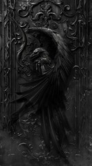 Wood Carving on Monochrome Background