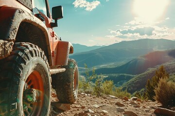 jeeping in the mountains close up