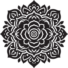 A Simple Rose Mandala Design Silhouette Vector